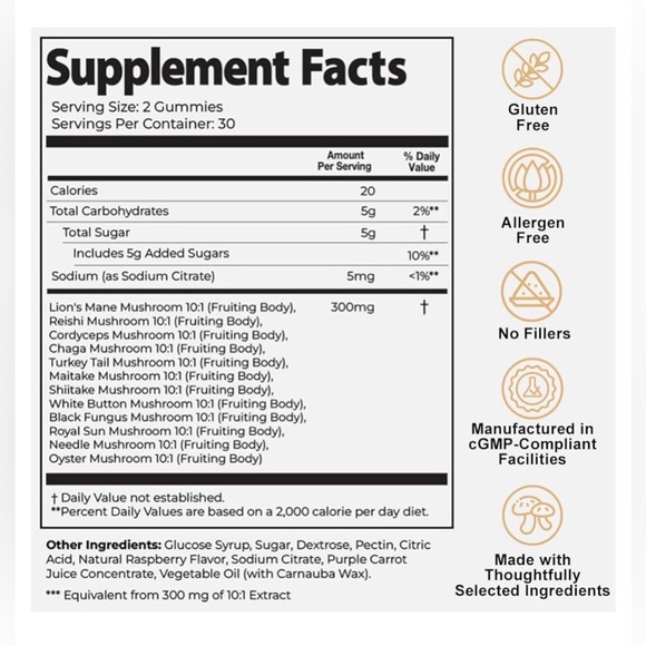 NEW Auri Super Mushroom Daily Gummies Wild Raspberry Brain Focus Wellness - Picture 6 of 6